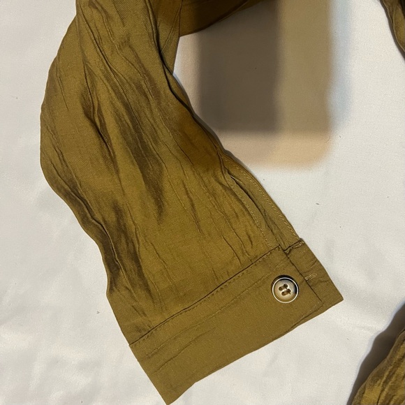 Zara Shirt Dress Tan Camel Color Pockets Belt Long Sleeve Size X-small Collar - Picture 11 of 15